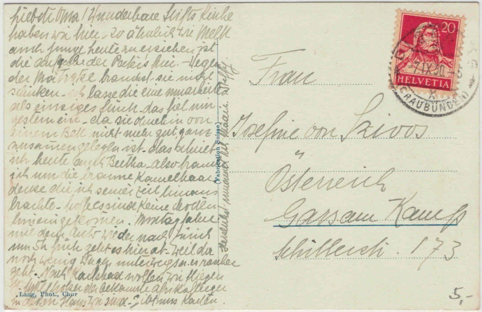Cartoline postali: GR 189 Disentis Klosterkirche 1930 – Usato da Fribourg venduto da philafri 1