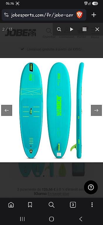 Tavole da surf e di nuoto: Jobe Aero Nera SUP Lite Board 10.6  – Nuovo e nell'imballaggio originale da Puidoux venduto da FunambuleVd
