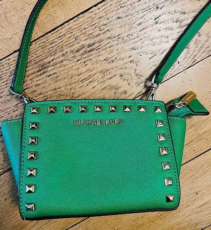 Michael Kors Selma Mini Messenger Handtasche, grün, wie NEU