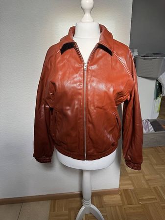 Kunstlederjacke rot braun mit Reissverschluss