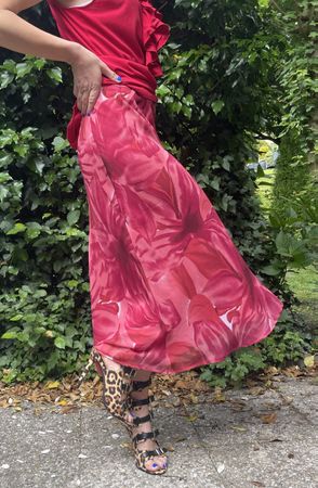Chic gonna lunga di chiffon multicolore-tgM/L👌vacanze