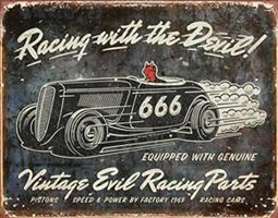 Blechschild-RACING WITH THE DEVIL 666 - 30 X 40 CM