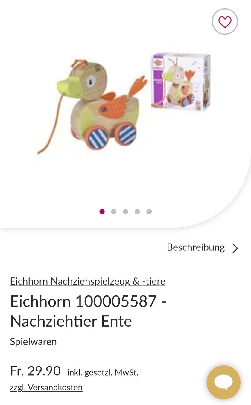 Eichhorn Giocattoli: Nachziehtier Ente Eichhorn Holz – Usato da Bern venduto da DiesUndDasBern