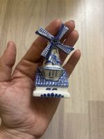 Mulino a vento ceramica decorato blu e bianco