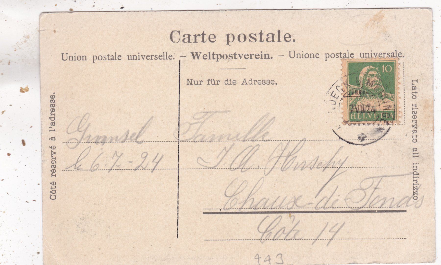 Cartes postales: Grimselstrasse Handeggfall 1924 – D'occasion à Herisau par Lisegrat2008 1
