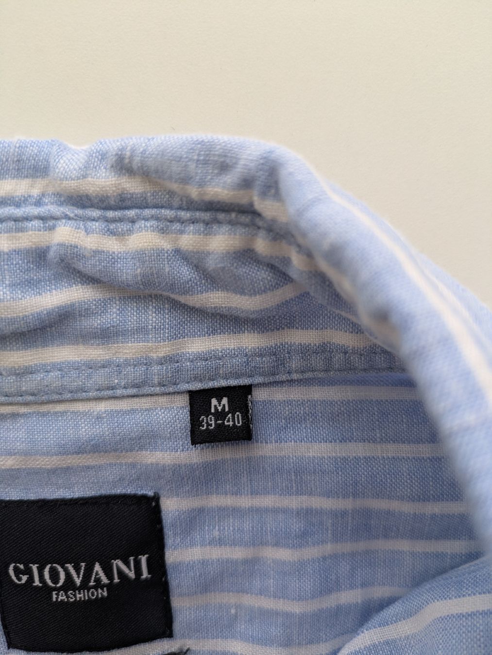 Camicie: Herren Hemd GIOVANI 100% Leinen hellblau gestreift Gr. S/M – Usato da Rorschach venduto da joh_v2y2 2