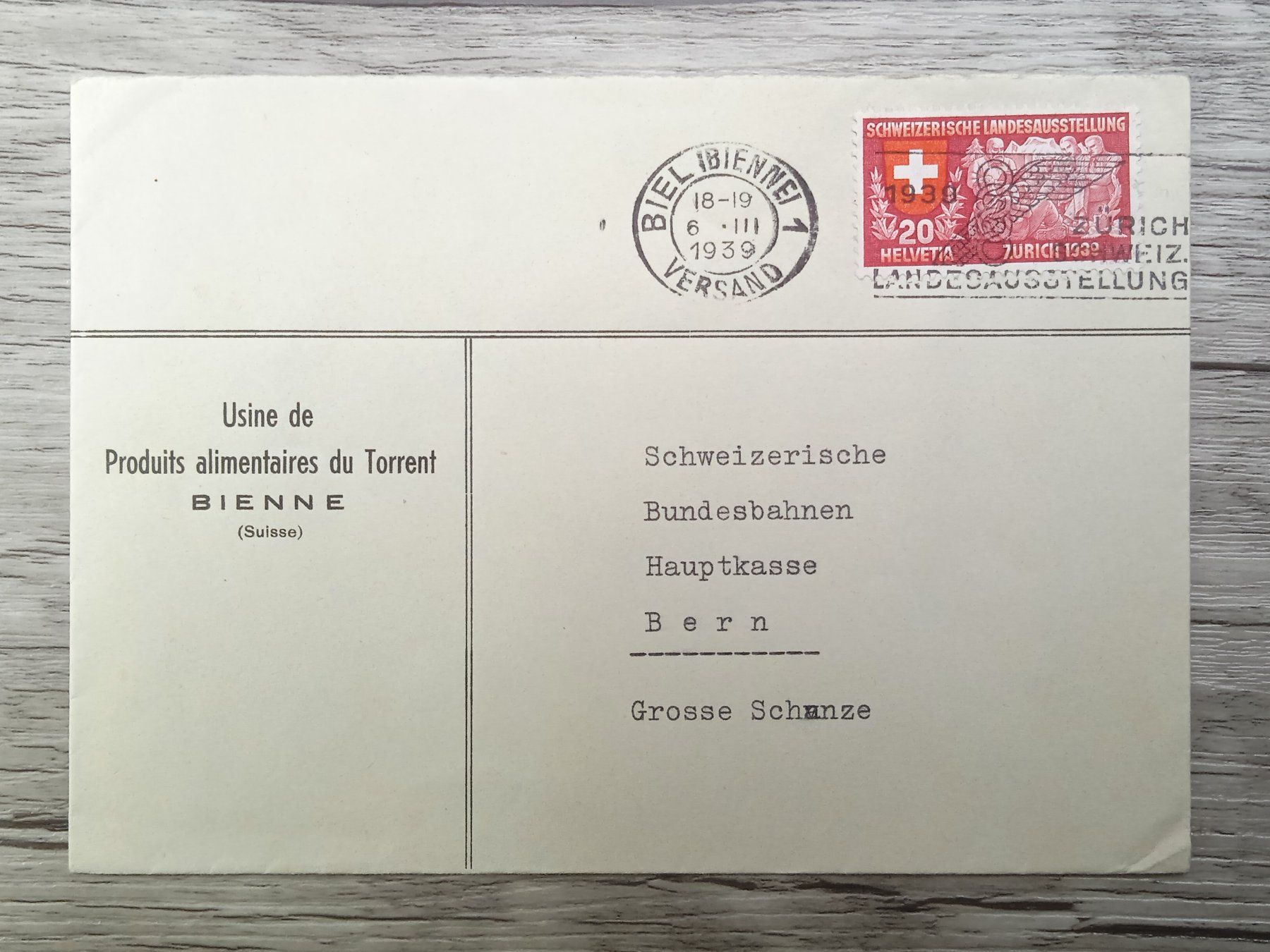 Tutti i francobolli: TR52 Enveloppe + Timbre Suisse 1939 – Usato da Cousset venduto da Patrick_Collections
