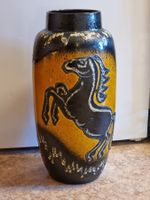 Große Fat Lava Keramikvase Pferd 50 cm Vintage