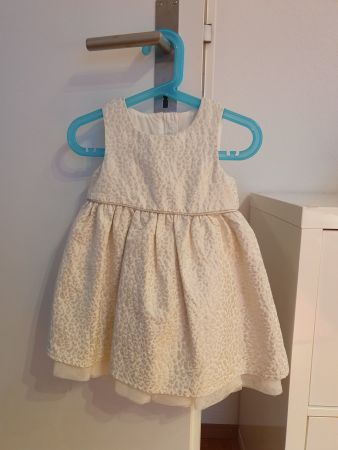 Festliches Mädchenkleid, Gr.92, H&M, weiss mit goldleomuster
