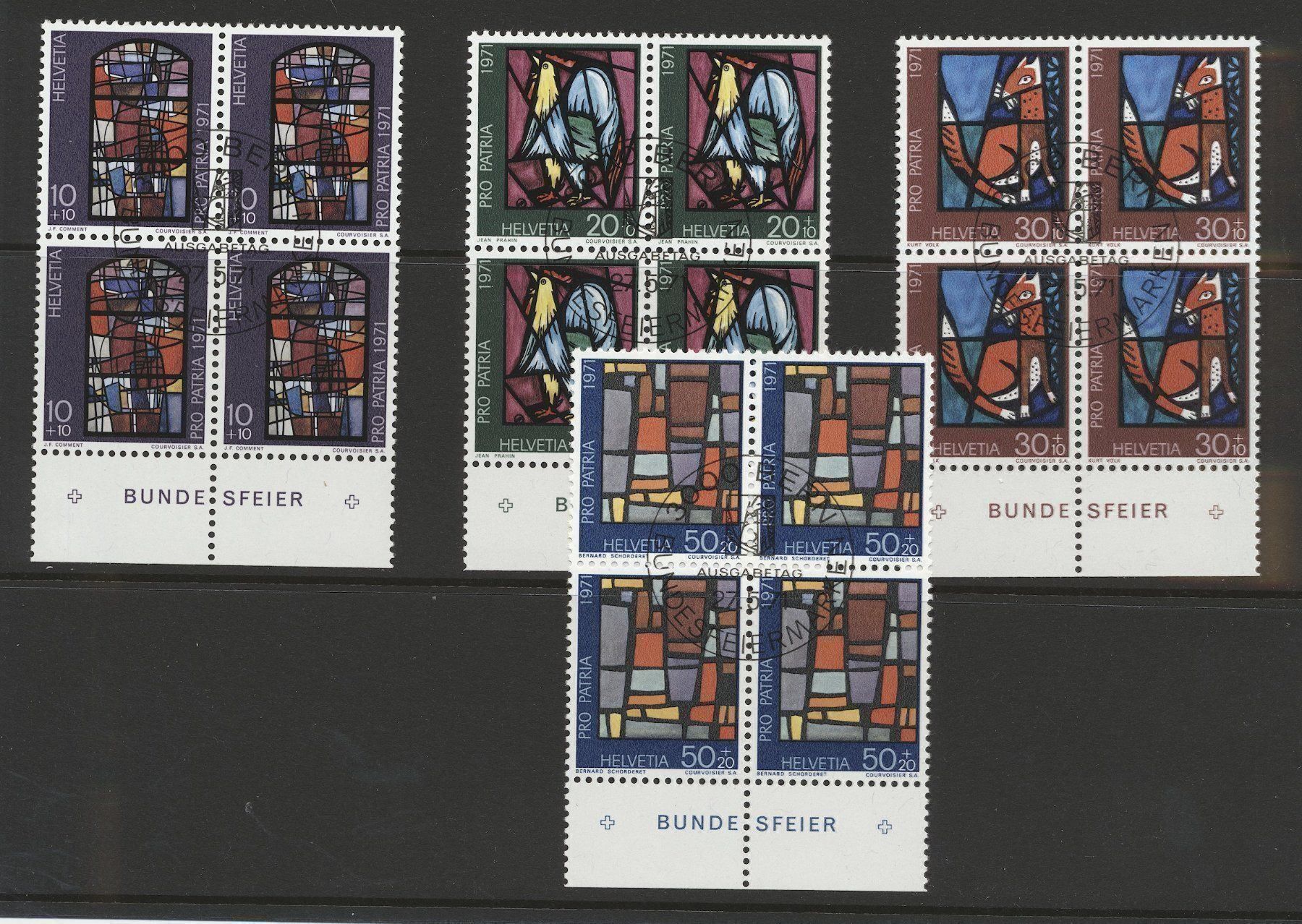 Alle Briefmarken: Pro Patria Viererblöcke 1968-71 gest. – Gebraucht aus Nesslau von zueri6 3