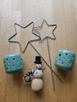 Winterdeko : Schneemann, Kerzenhalter, Sterne
