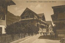 Lungern OW Hotel Löwen + Bären belebt 1921 sehr gut erhalten