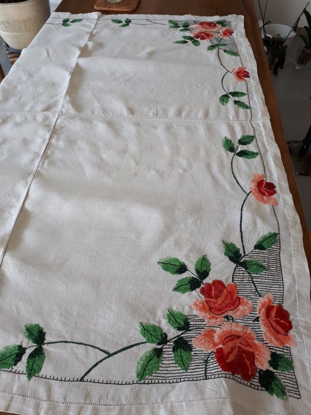 Coperte: Leinen-Tischdecke: Stickerei – Usato da Mühlethal venduto da prackendorf 7
