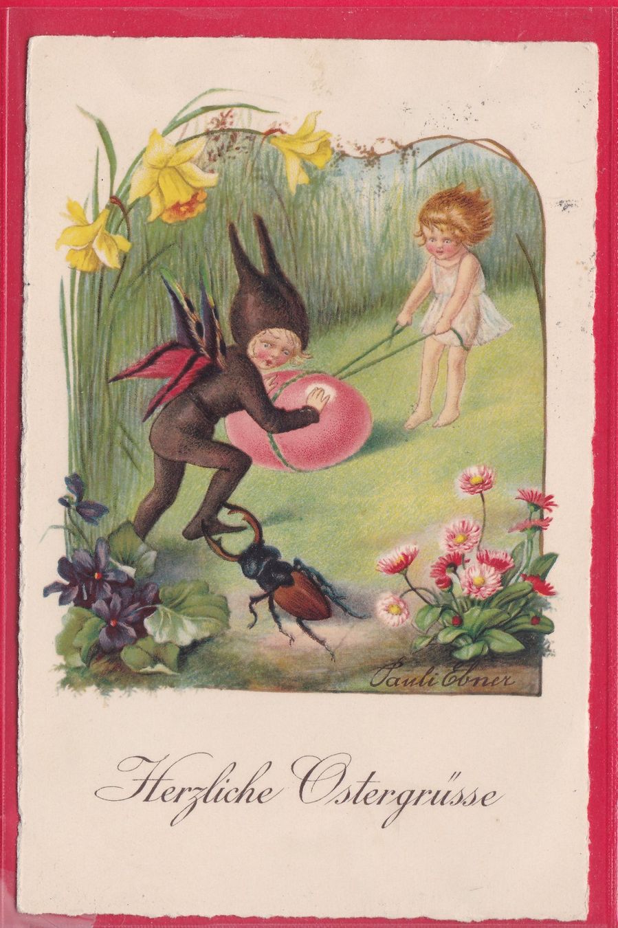 Cartoline postali: HERZLICHE OSTERGRÜSSE, 30.3.1928 – Usato da Oberrieden venduto da Gebirgsstelze