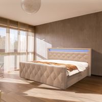 LED Polsterbett VERA - 140x200cm - Beige