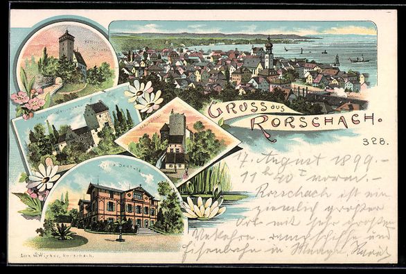 Cartoline postali: Litho Rorschach, Villa Seefeld, Schlöss – Usato da Berlin venduto da bartko-reher