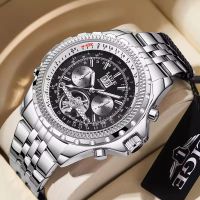 Edler Chronograph Uhr Automatik Armbanduhr Herrenuhr Schwarz