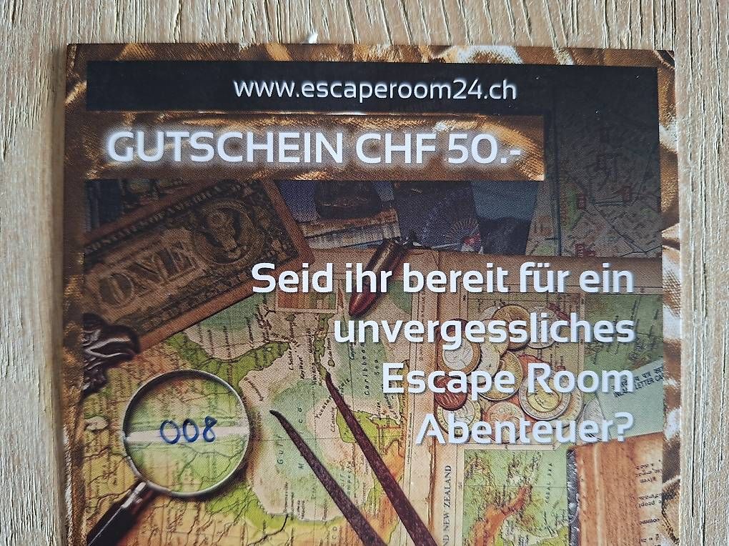 Buoni: Gutschein Escape Room 50.- – Usato da Zuzwil SG venduto da Speedy88