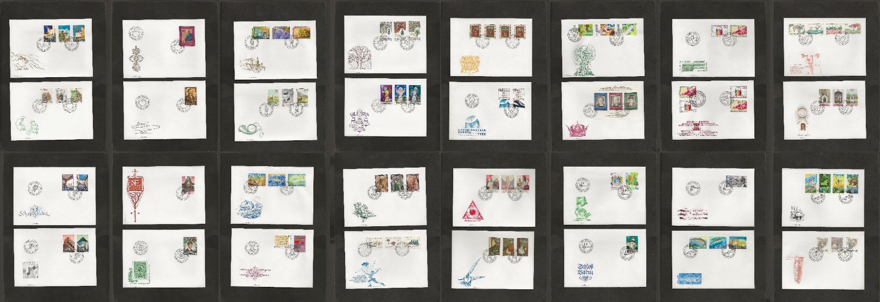 Tutti i francobolli: 32 FDC Liechtenstein 1986 bis 1989 – Usato da Au ZH venduto da xelagreb01