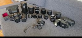Ricoh XR-S Kamera + 5 Objektive + Blitz + Zubeh.