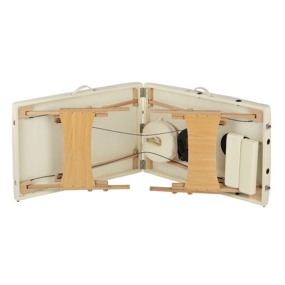 Dispositivi per massaggi: Holz Massageliege 2 Zonen Creme – Nuovo e nell'imballaggio originale da Bottighofen venduto da zaap 3