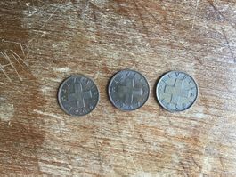 3x 1 Rappen Münzen CHF Helvetia 1966, 1967, 1968