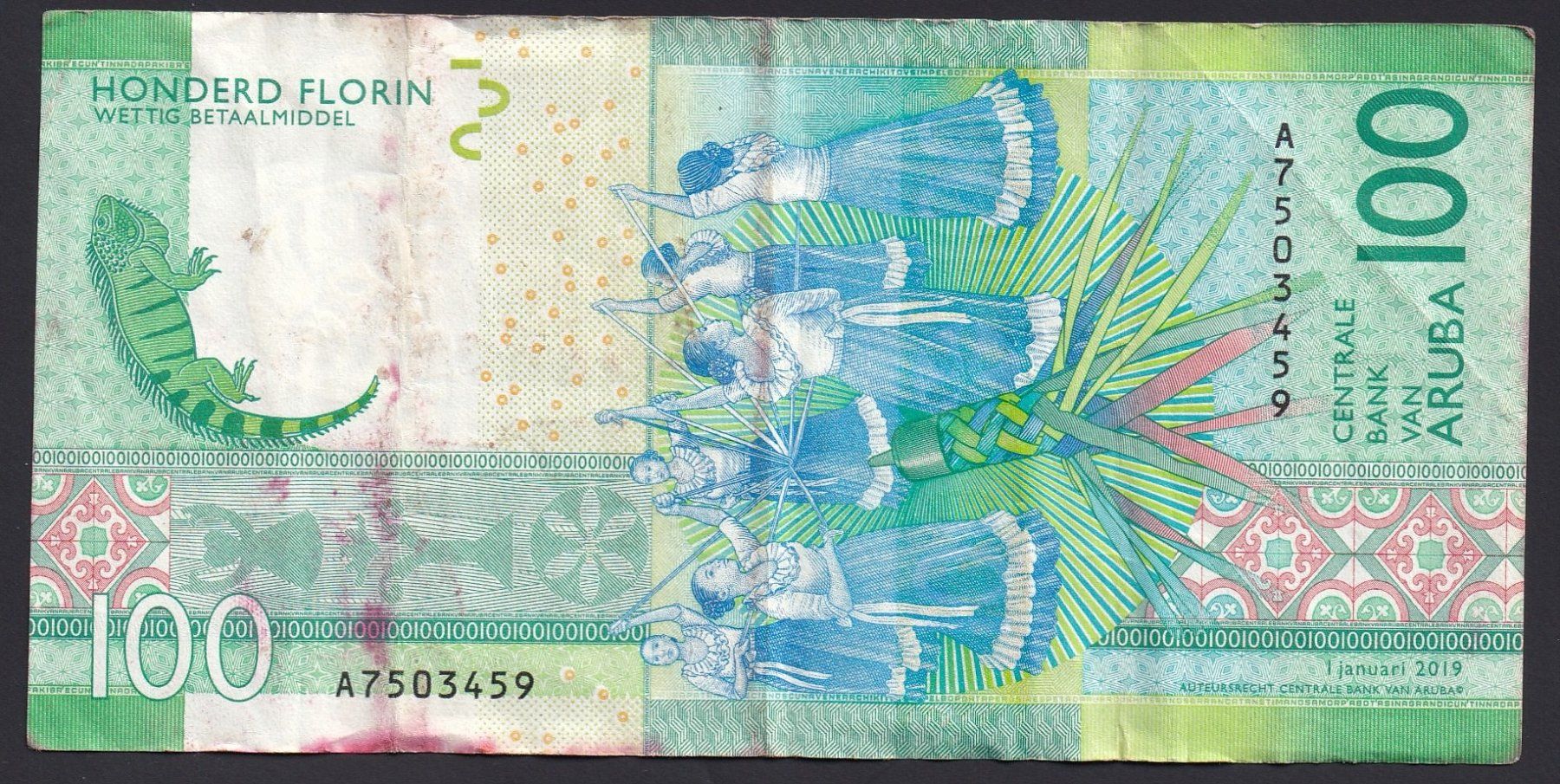 Banconote: Aruba 100 Florin 2019 – Usato da Brugg AG venduto da banknoten_muesli 1