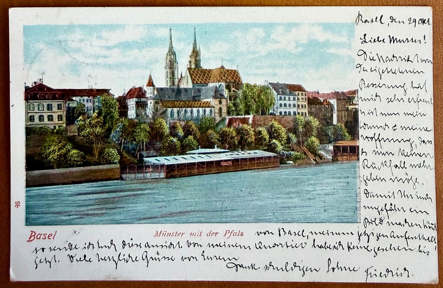 Cartoline postali: Basel - Münster mit der Pfalz 1904 – Usato da Lutry venduto da Ediego