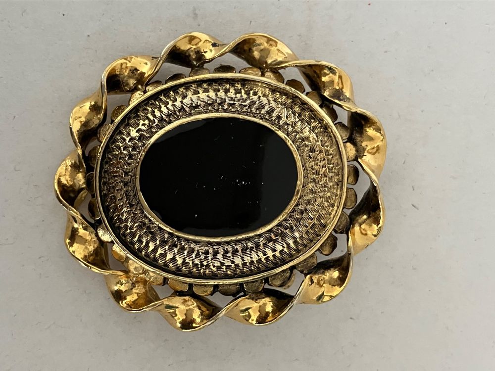 Broche Ancienne En Métal Doré - Style Art Déco - Occasion - Bijou Vintage