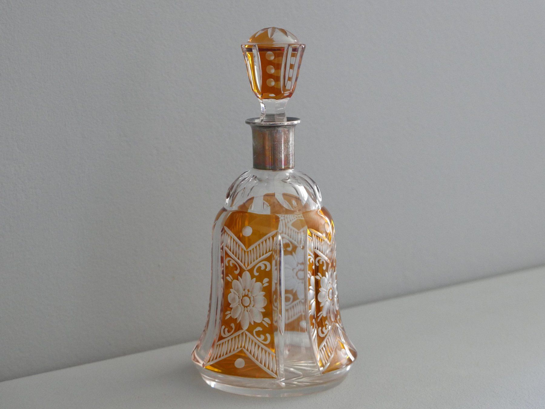 Antike Flühli Glas Flasche mit Emaille-Bemalung