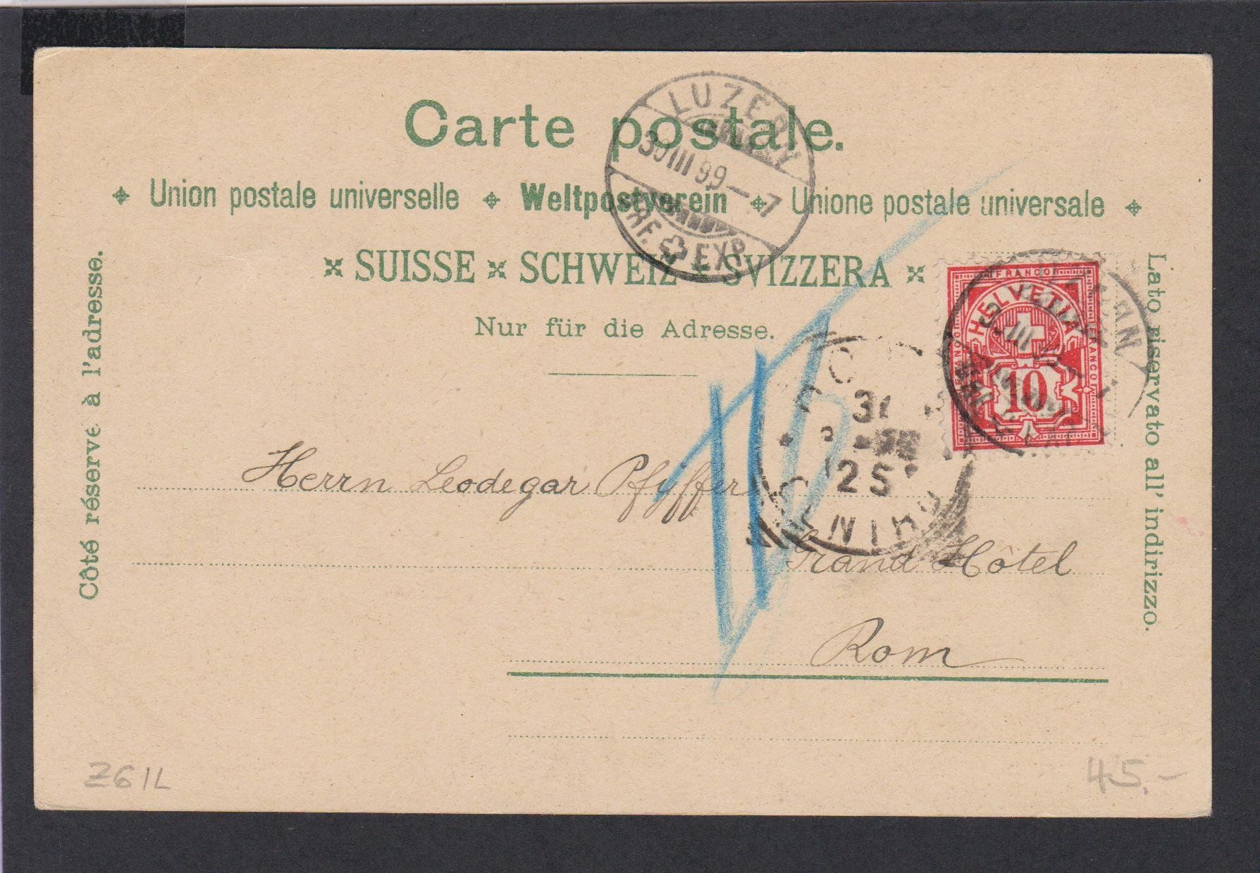 Cartoline postali: Morgarten   -   alte Litho Ansichtskarte von 1899 – Usato da Vitznau venduto da Ropaku 1