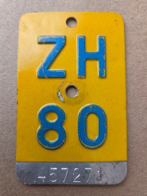 Sachs Ecriteaux: Velonummer ZH 80 Mofanummer gelb plaque Mofa – D'occasion à Schenkon par Uhu007