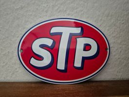 Emailschild STP Motorrad Logo Werkstatt Emaille Schild Retro