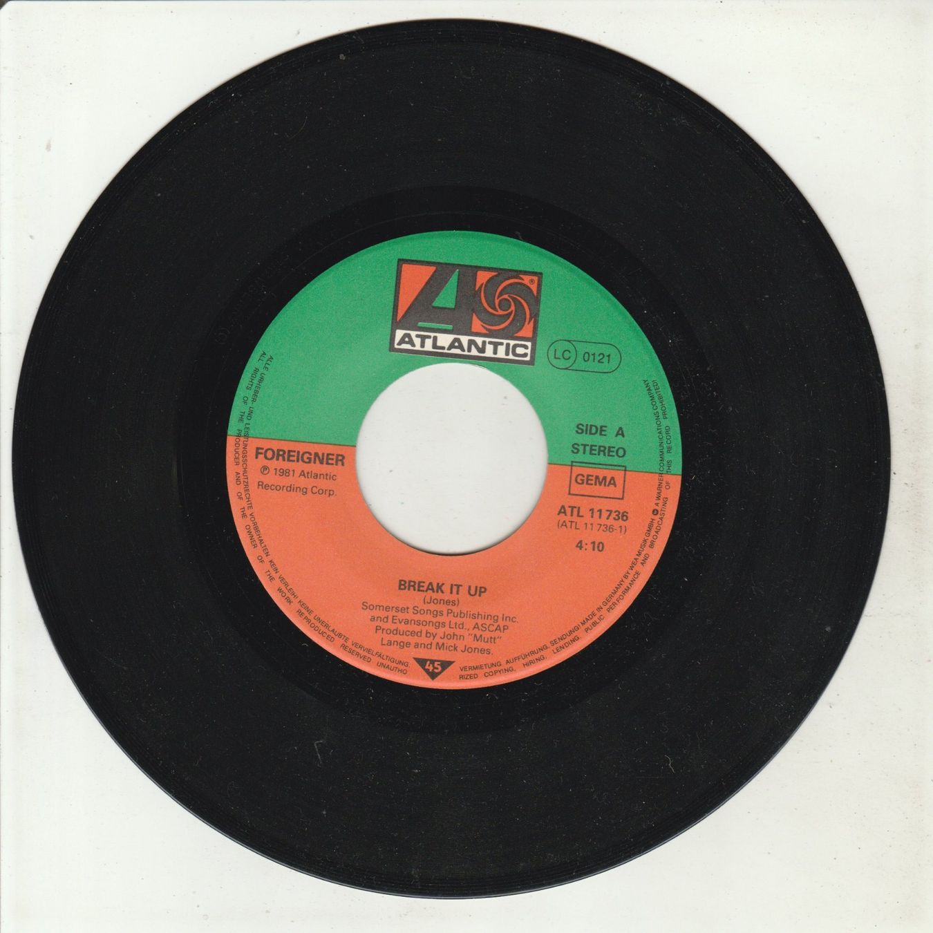 Dischi in vinile: Foreigner - Break it up 7" Vinyl 1981 – Usato da Tübach venduto da JamesStone 2