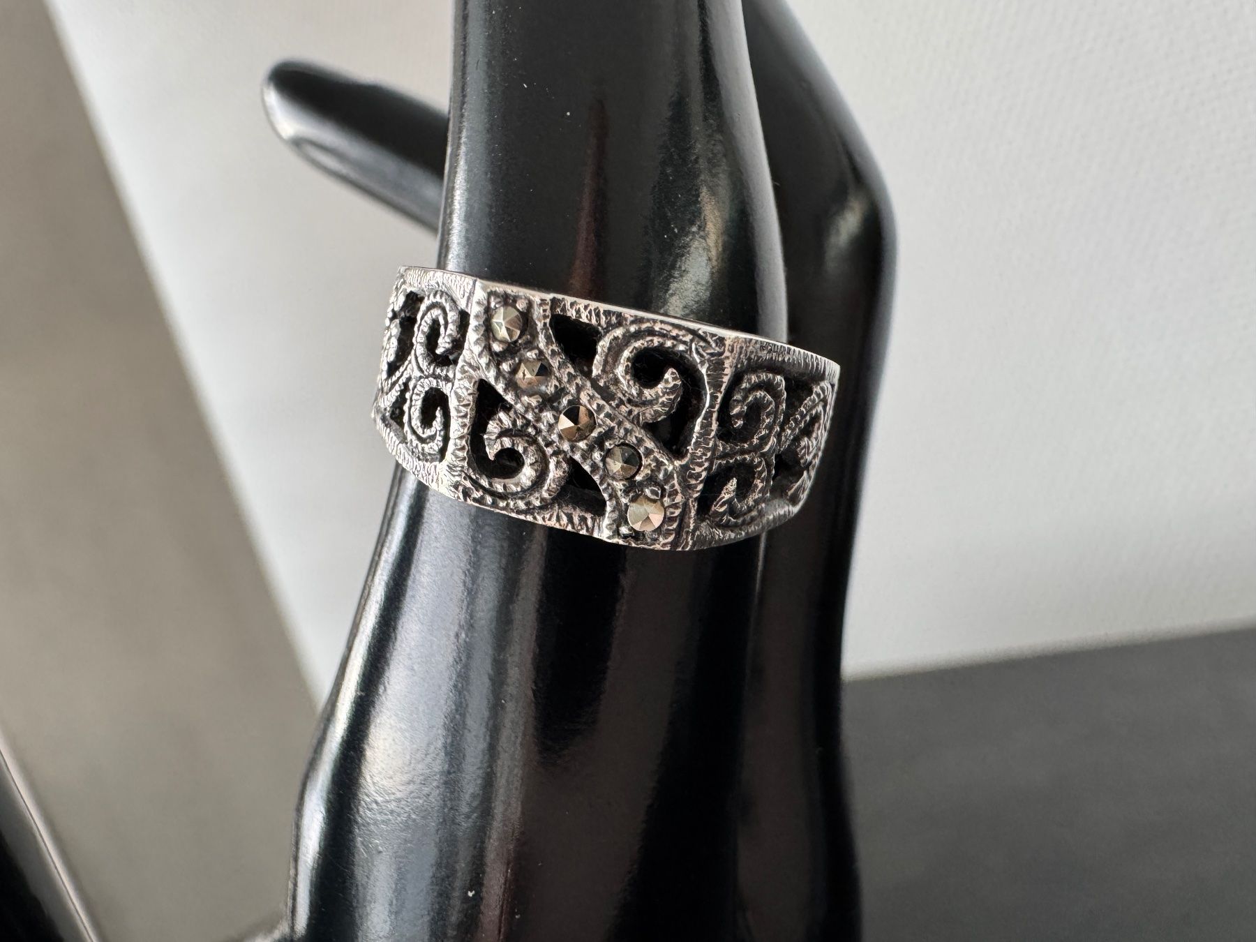 Anelli: Vintage Silberring 925 mit Markasiten – Usato da Egg b. Zürich venduto da chantilly-lace