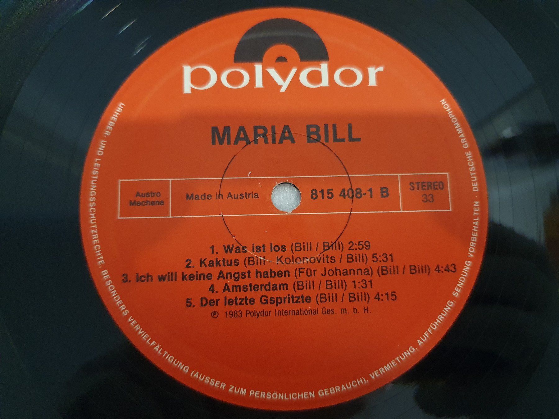 Schallplatten: Maria Bill – Maria Bill – Gebraucht aus Uster von Vinyl-Leidenschaft 6