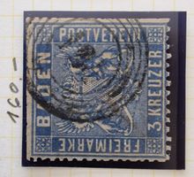 Briefmarke Baden, 3 Kreuzer, 1862-1866 Selten!