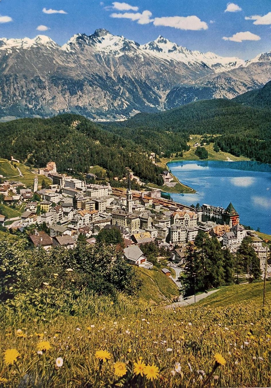 Cartoline postali: St. MORITZ  -  Blick gegen Piz Languard – Usato da Delémont venduto da Domdom1