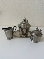 Antik Jugendstil Teeservice aus Kayserzinn mit Tablett