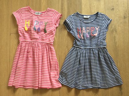 Happy Girls Kleid 2x gestreift pink und blau Gr. 128