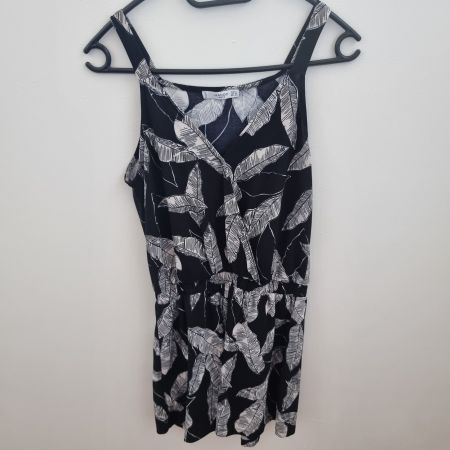 Mango Kurz Jumpsuit overall Schwarz Weiss Grösse S