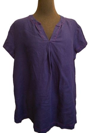 ca. Gr. 46 LEINENBLUSE TUNIKA blau-violett Ton, pink s.Masse