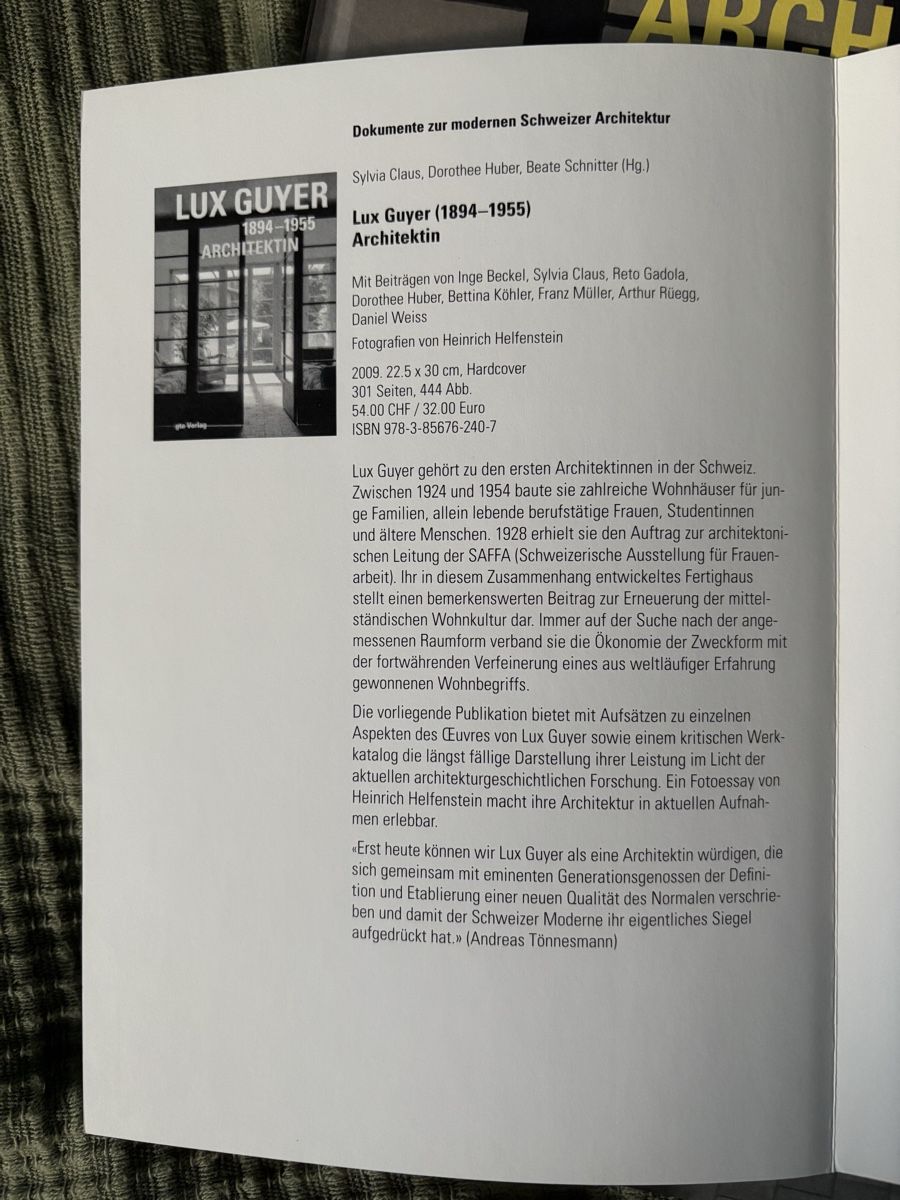 Libri: Lux Guyer Architektin Buch – Nuovo (secondo la descrizione) da Zürich venduto da Esterhol 2