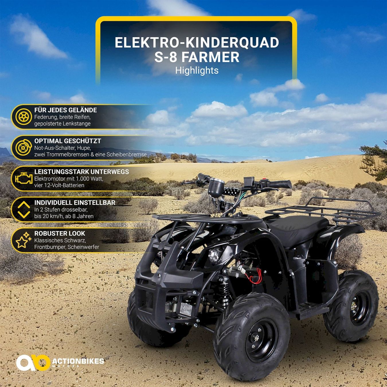 Fahrzeuge für Kinder: Actionbikes S8 FARMER Elektro-Kinderquad – Neu und originalverpackt aus Bottighofen von zaap 1