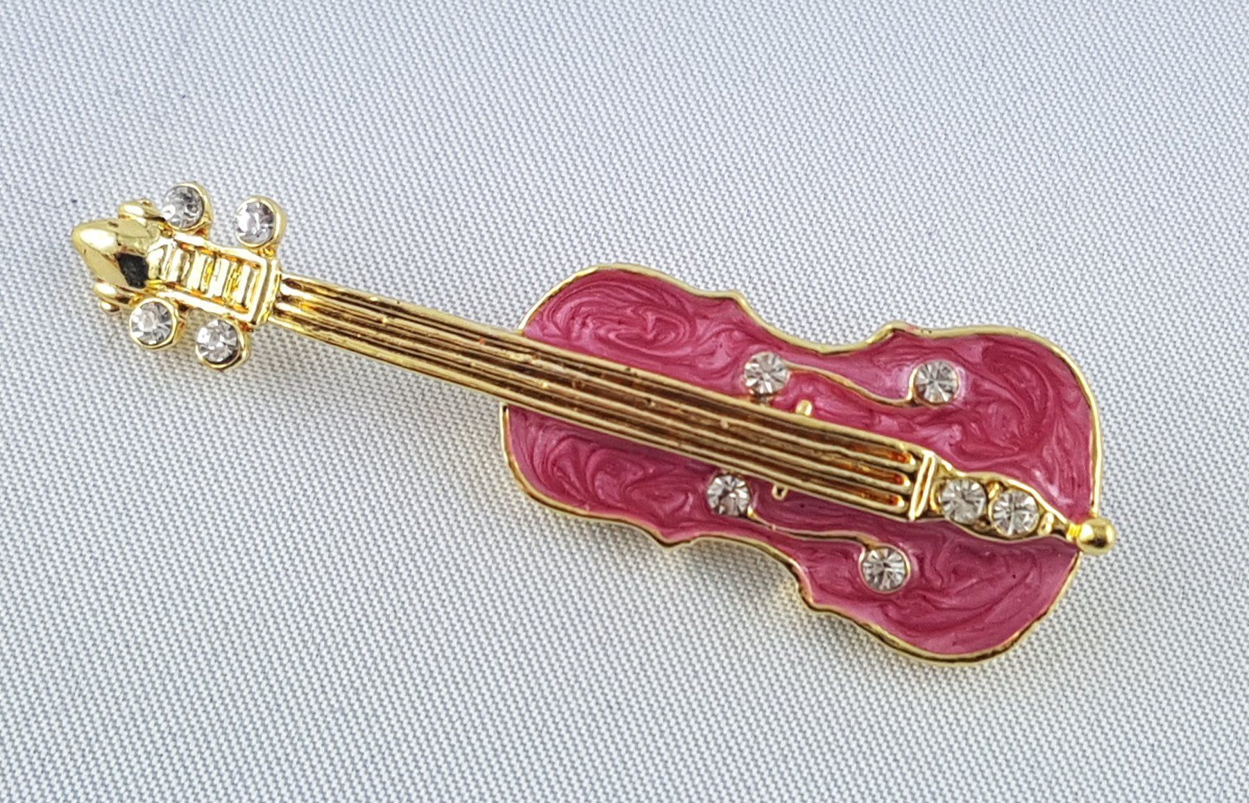 Spille & Fermagli: Brosche  -  VIOLINE  mit Glitzersteinen - 5,5x2cm - Neu – Nuovo e nell'imballaggio originale da Grenchen venduto da Yamahwildstar16 2