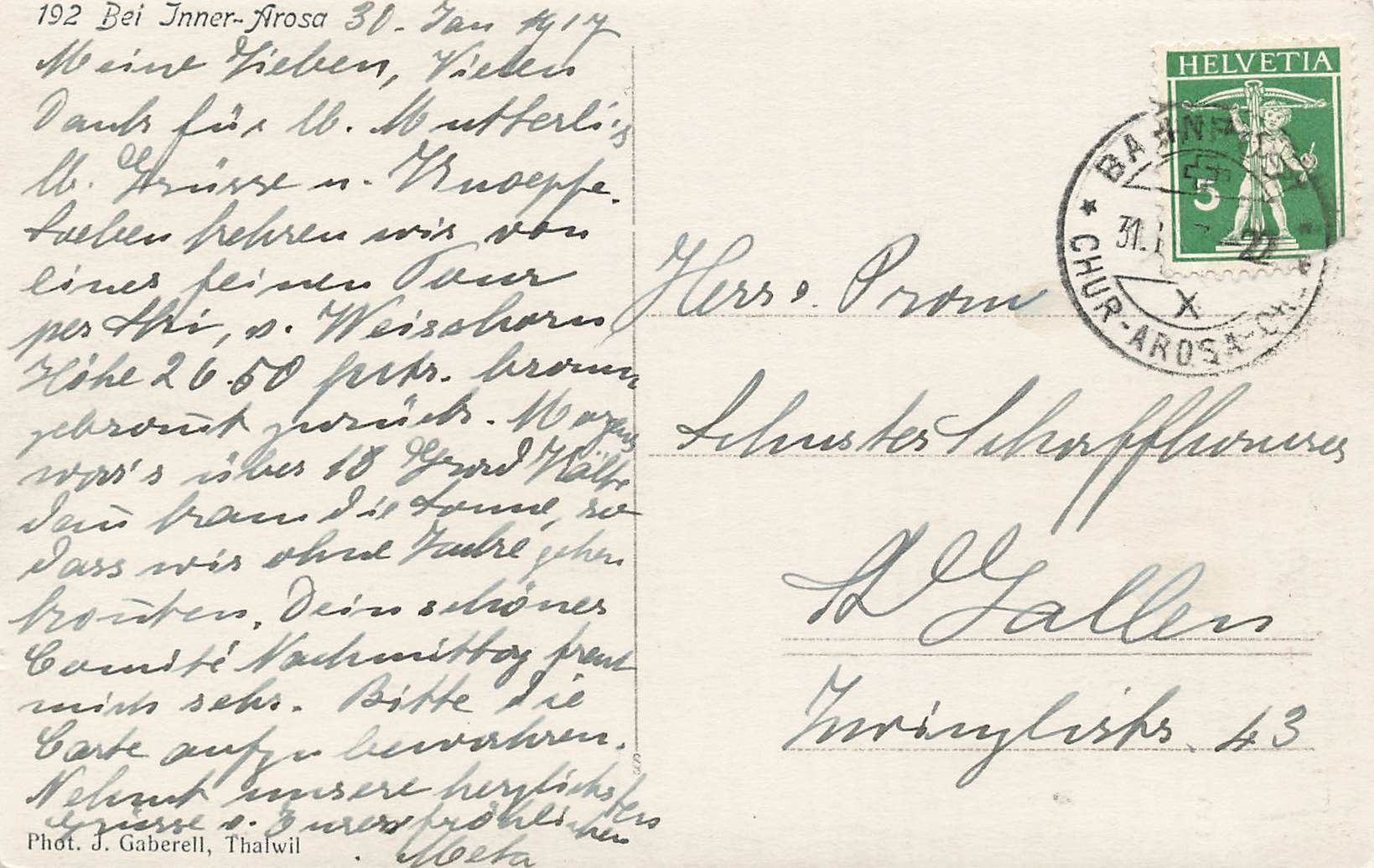 Cartes postales: Bei Inner arosa – D'occasion à Biasca par Blenio71 1