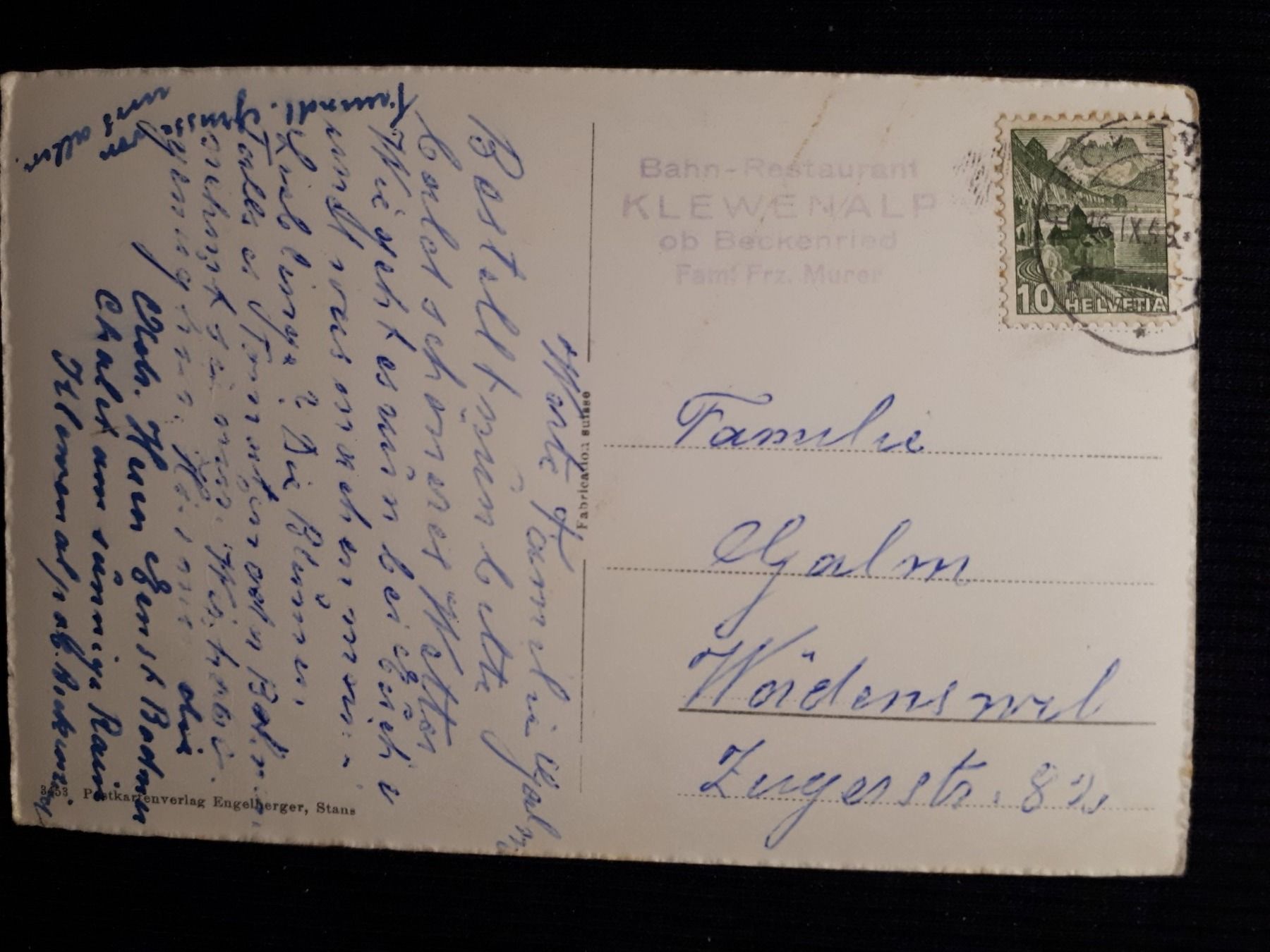 Cartes postales: BECKENRIED 1949 - LUFTSEILBAHN – D'occasion à Ponto Valentino par giorgia06 1
