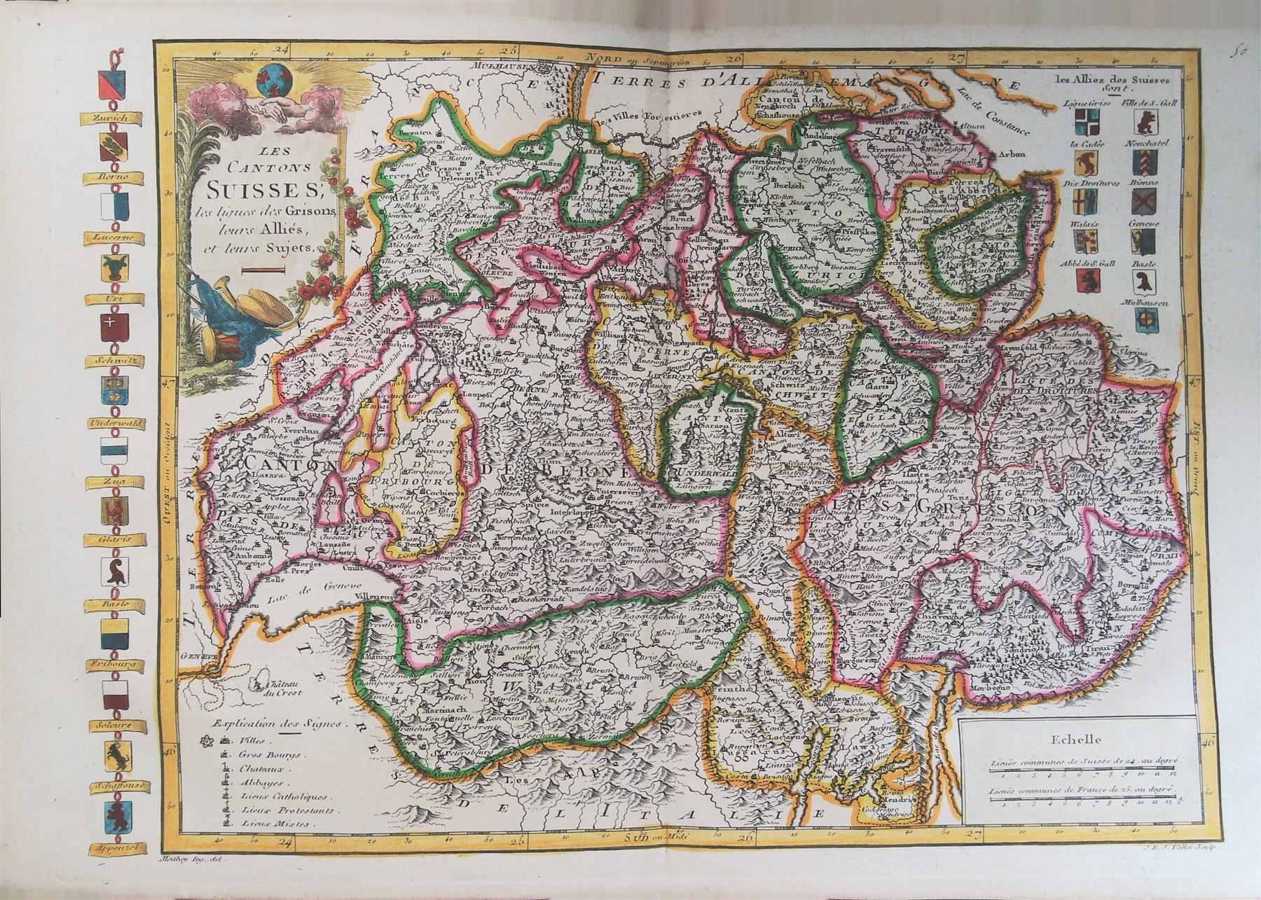 Cartine & Atlanti: Kupferstichkarte der Schweiz 1768 – Usato da Rafz venduto da booksell
