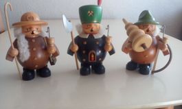 RAUCHERMEANLE ORIGINAL ERZGEBIRGE SEIFFEN, HOLZ, 3 FIGUREN