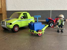 Lot de Playmobil jardiniers tracteur-tondeuse